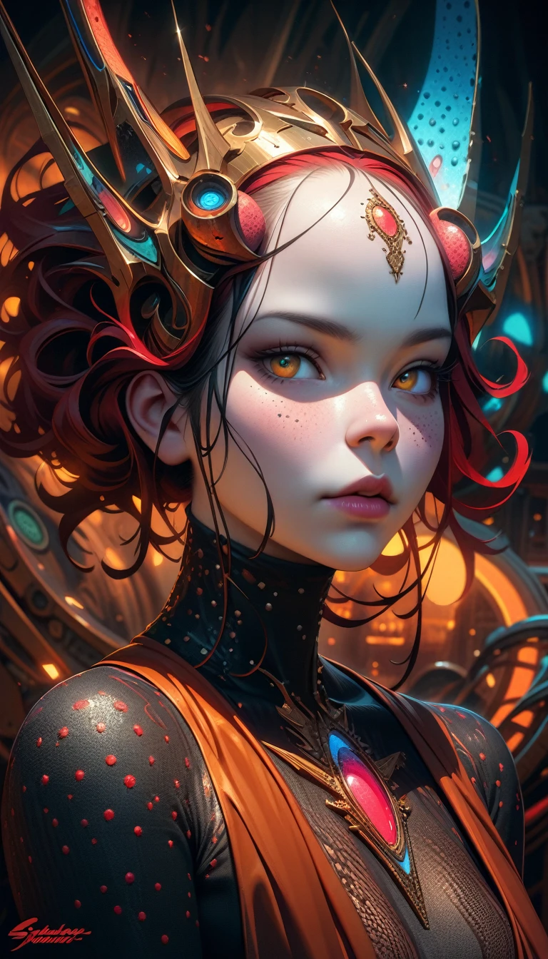 ((best quality)) , ((masterpiece)) , (detailed),Jean-Joseph Benjamin-Constant, Glowwave, Photograph, Jake Parker, Alan Davis, Hipster Art, Cleancore, Art Deco Girl, Monstrous and Boring, Swirling, Metalcore, Film Washi, portrait art by Stanisław Ignacy Witkiewicz, detailed, intricate, background inspired, luxury, pure,(((Pointillism style,Composed entirely of small, distinct dots of color, vibrant, highly detailed)))