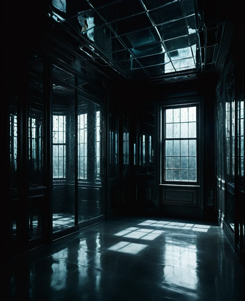 A dark alternate dimension distorted glass room