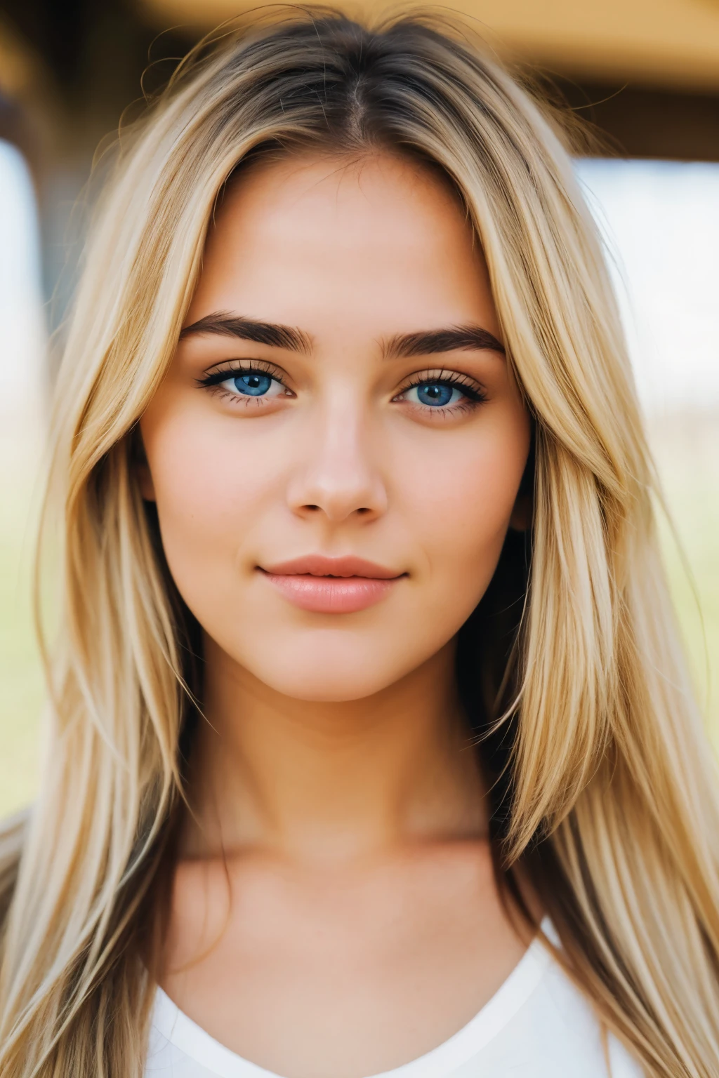 Beautiful girl face realistic blonde with bleu eyes high definition