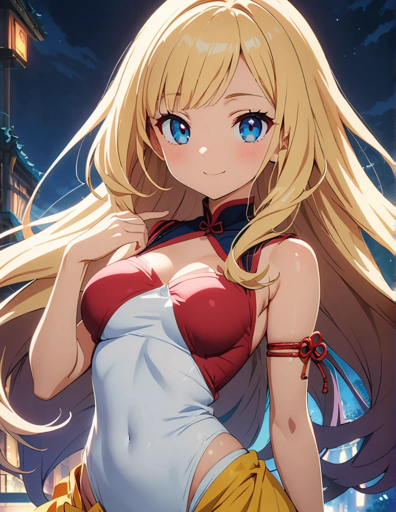 (anime artwork, anime style, studio anime, very detailed, up to date, vibrant, Anime Coloring, high contrast, masterpiece:1.2, best quality, best aesthetics),1 girl, Medium chest,random hair, One eye is hidden by the bangs, perfect proportions, high detail skin, Cute, detailed faces,kunoichi, precise fingers,curvy,full body,night, shiranui mai,