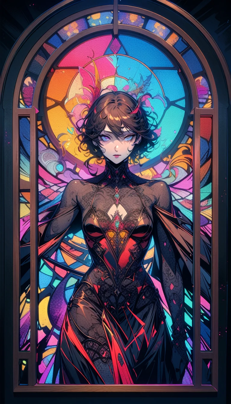 ((best quality)) , ((masterpiece)) , (detailed)，Jean-Joseph Benjamin-Constant, Glowwave, Photograph, Jake Parker, Alan Davis, Hipster Art, Cleancore, Art Deco Girl, Monstrous and Boring, Swirling, Metalcore, Film Washi, portrait art by Stanisław Ignacy Witkiewicz, detailed, intricate, background inspired, luxury, pure,(((Stained glass style ，Vibrant, beautiful, translucent, intricate, detailed)))