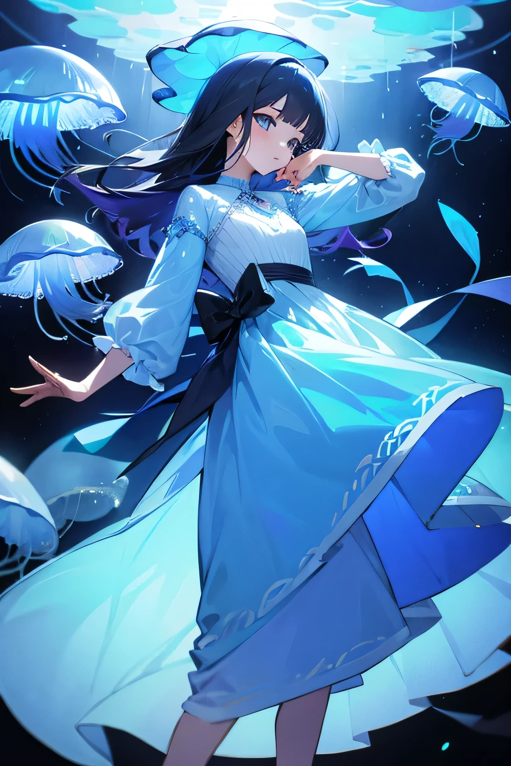 woman,dress,Blue jellyfish