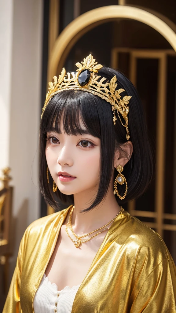 goddess Black Hair short hair crown accessories Golden Clothes Facing forward 30th Generation