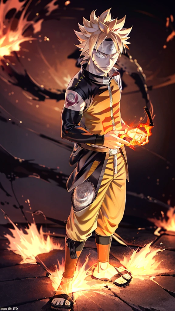 anime character with yellow hair and orange eyes in front of fire, badass anime 8 k, naruto artstyle, naruto uzumaki, 4 k manga wallpaper, anime style 4 k, joker as naruto, anime wallpaper 4 k, anime wallpaper 4k, from naruto, 4k anime wallpaper, naruto, key anime art, best anime 4k konachan wallpaper,full dark vibe, shadows ,no glitch,no bad eyes,no bad face, realistic, hd resolutions,4k,8k,16k, anime, muscular body