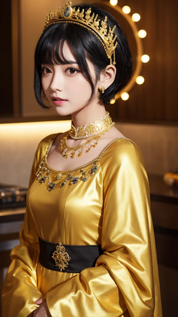 goddess Black Hair short hair crown accessories Golden Clothes Facing forward 30th Generation