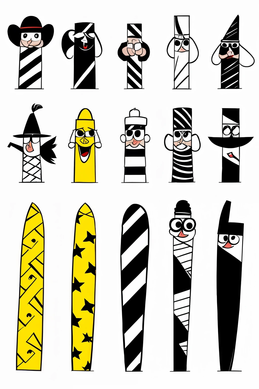 cartoon lines Many in a row