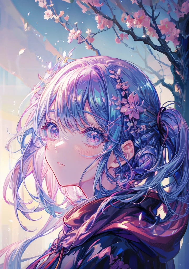 Put flowers in your hair、anime girl wearing a cloak, Beautiful anime portraits, Beautiful anime artwork, Digital art on Pixiv, Gwaiz, Gwaiz on pixiv artstation, Beautiful anime art, Guviz style artwork, Gwaiz on artstation pixiv, anime art wallpaper 4k, anime art wallpaper 4k