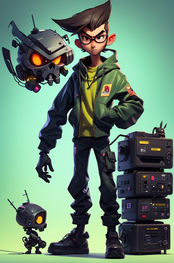 make a simples cartoon of man hacker
