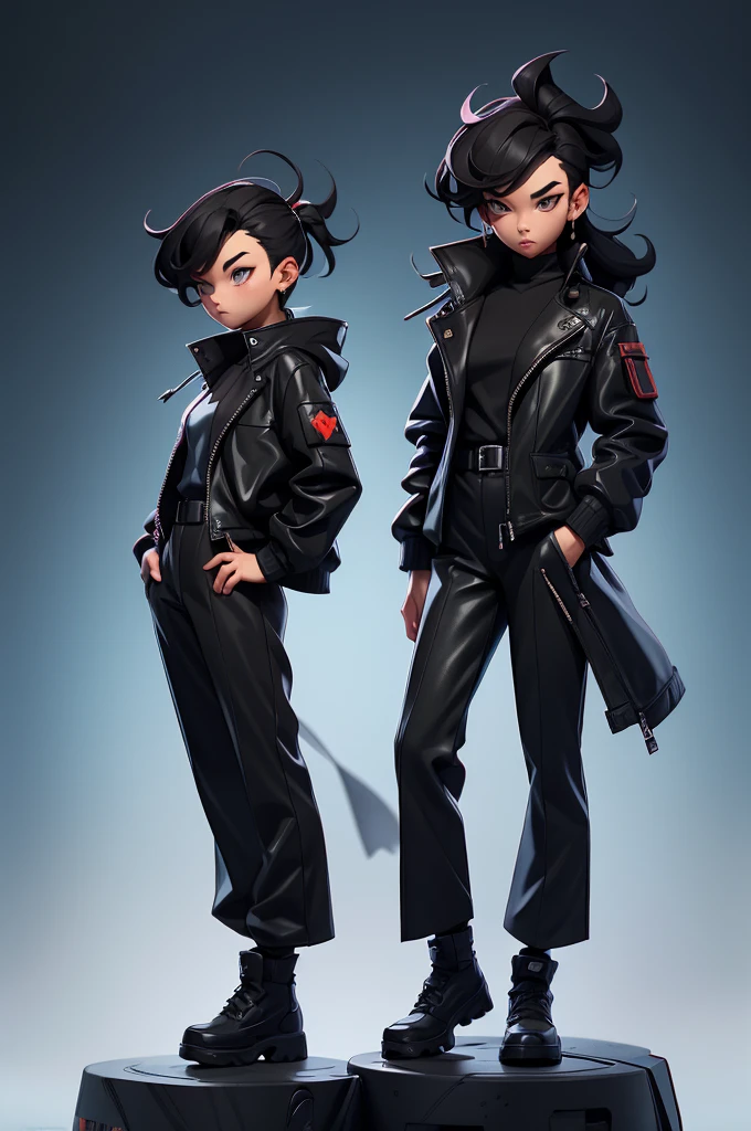 nijistyle, full body of hackerman, long black coat, black hair, simple background