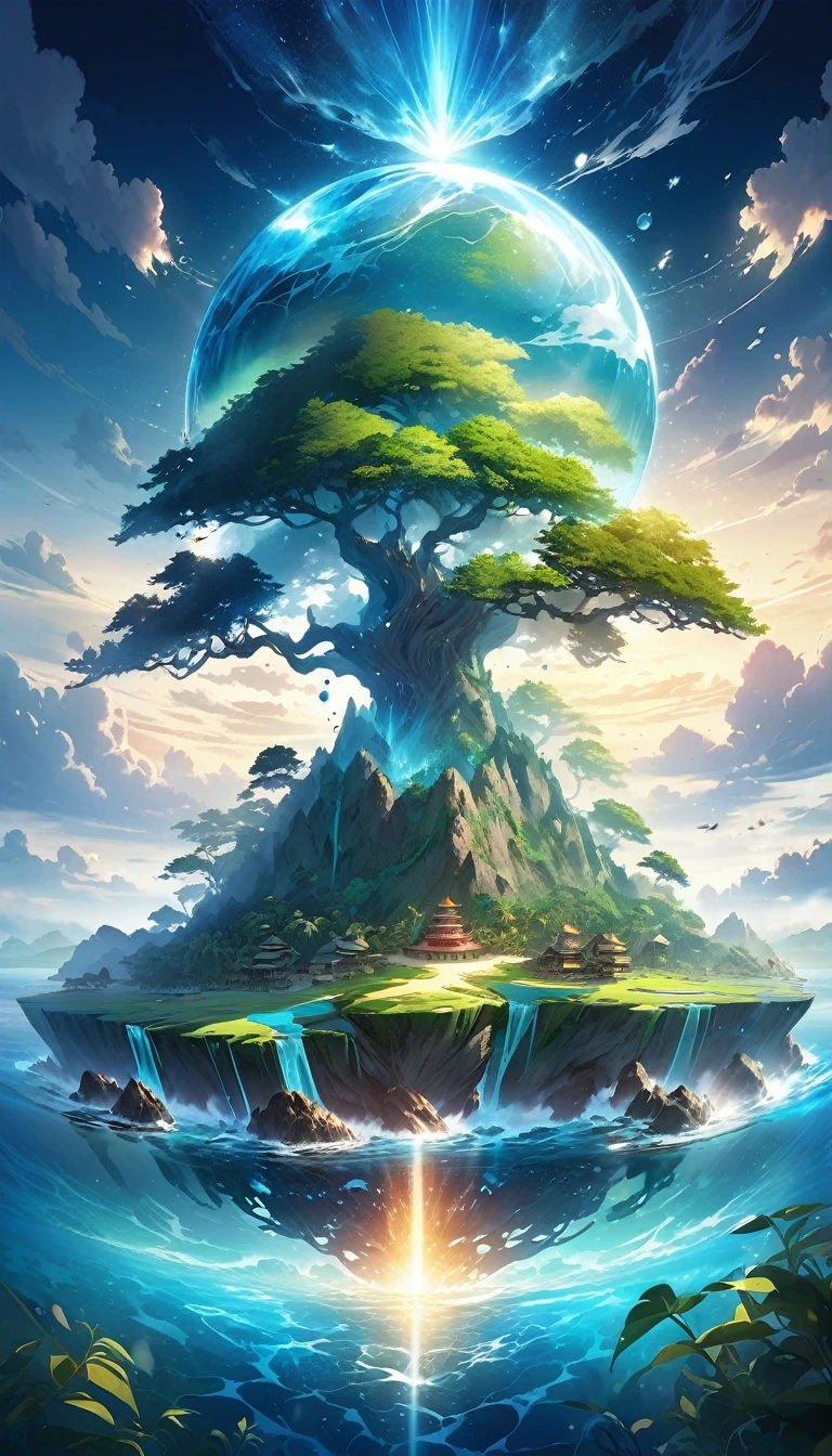 super verbose, Super complicated, extremely accurate, An island that emits a mysterious light, Transparent in color, ,