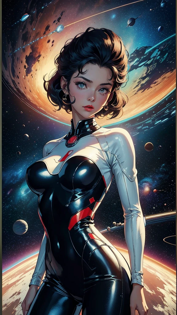 ((masterpiece, Highest quality)), 32K Wallpapers, Very detailed, Poster, Vintage science fiction, 1960s,(((space thriller cinematic movie Poster))), (Bauhaus), shape,Abstract, Midcentury Modern, movie Poster, Vintage, Perfect Lady,anime,1970s,Halftone,Speech bubble,Milky Way,(Superhero),((portfolio,close)),future,mechanical,Nude Women,naked,,Big breasted beauty,