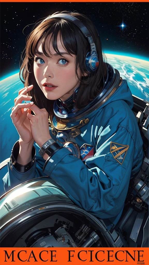 ((masterpiece, Highest quality)), 32K Wallpapers, Very detailed, Poster, Vintage science fiction, 1960s,(((space thriller cinematic movie Poster))), (Bauhaus), shape,Abstract, Midcentury Modern, movie Poster, Vintage, Perfect Lady,anime,1970s,Halftone,Speech bubble,Milky Way,(Superhero),((portfolio,close)),future,mechanical,
