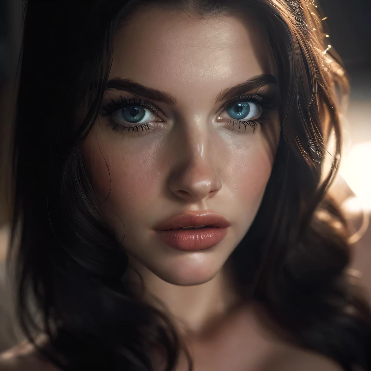 (((ultra realistic))) photo, head of&#39;artwork, superior quality, (pale skin), (Visage et yeux ultra detaileds:1.3), 1 fille, adulte, dans un tee-shirt, (Maquillage pour les yeux, mascara) , ((detailed labia majora)), ((Dark wavy hair)), ((Chyolka)) , (natural boobs), slender waist. ((posing)), Photo shoot, studio (soft lighting), (The play of light and&#39;shadows), depth of ﬁeld, bokeh, (attention particulière aux détails de la peau: 1.2), (Cadre d&#39;dark vibe), ((portrait en gros plan, close up camera top view)) , ultra detailed, 