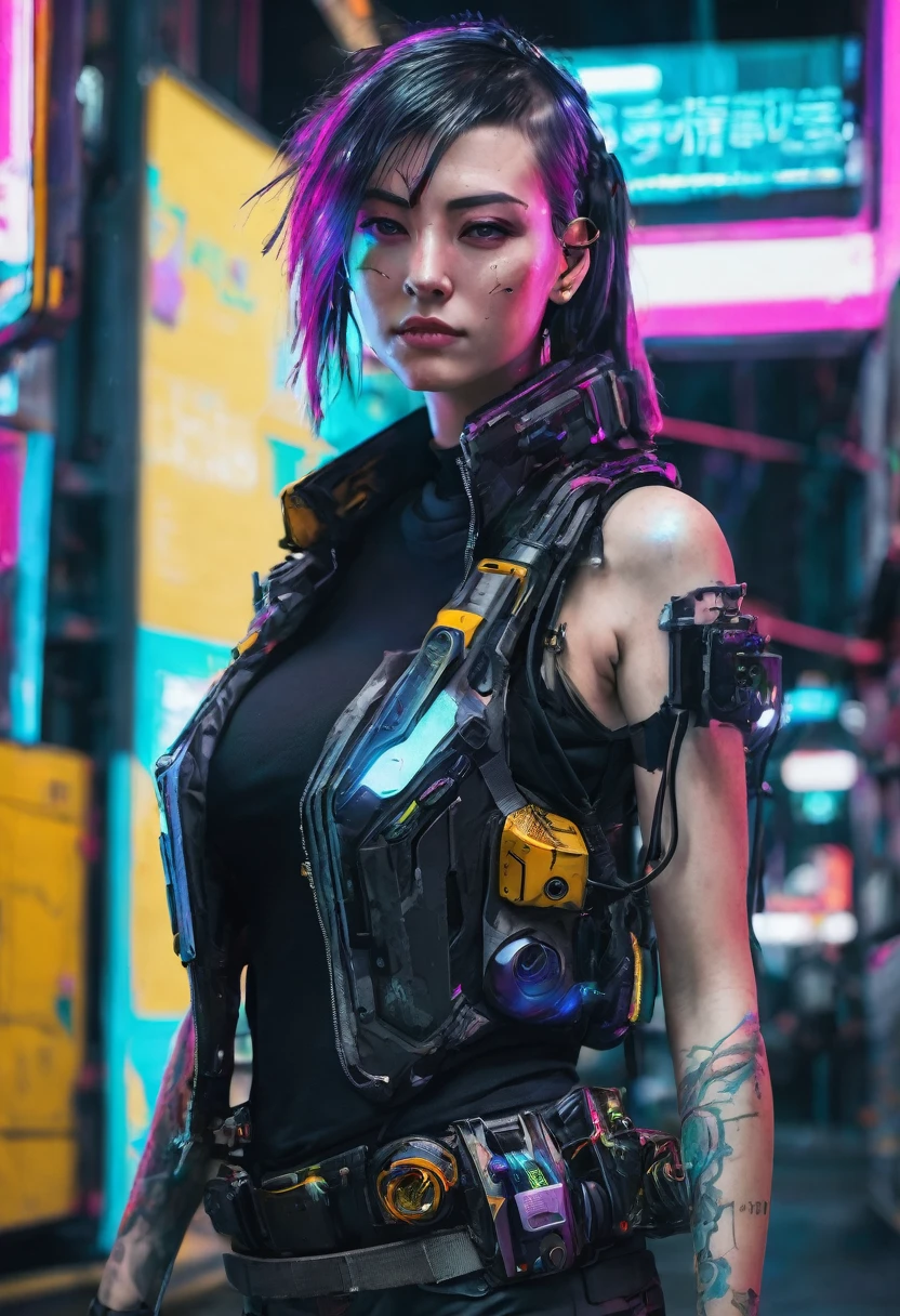 A cyberpunk girl who is aged between 25 to 30