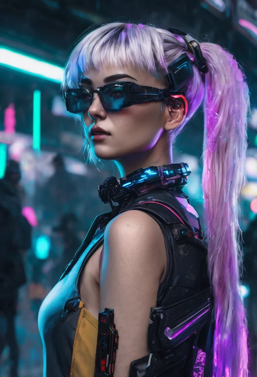 A cyberpunk girl who is aged between 25 to 30 