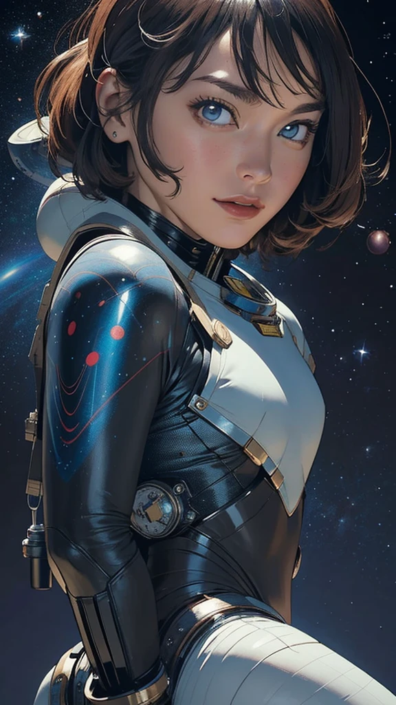 ((masterpiece, Highest quality)), 32K Wallpapers, Very detailed, Poster, Vintage science fiction, 1960s,(((space thriller cinematic movie Poster))), (Bauhaus), shape,Abstract, Midcentury Modern, movie Poster, Vintage, Perfect Lady,anime,1970s,Halftone,Speech bubble,Milky Way,(Superhero),((portfolio,close)),future,mechanical,