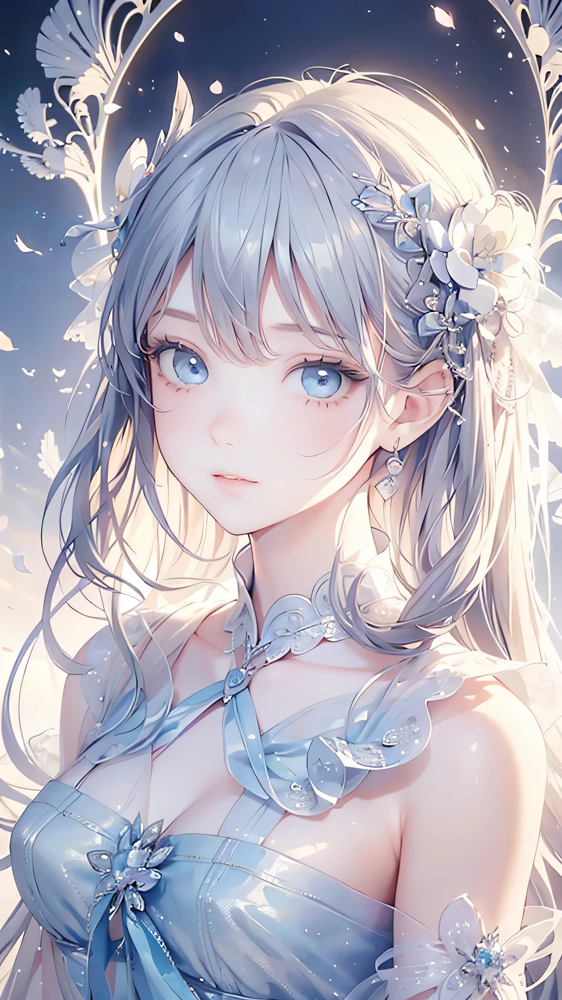 (masterpiece, Highest quality, Highest quality, Official Art, Beauty and aesthetics: 1.2), (One girl: 1.3), (Fractal Art: 1.3), Bright aqua blue eyes,  (Very delicate and beautiful face), (Beautiful eyes in every detail), Medium length hair with tassels, 