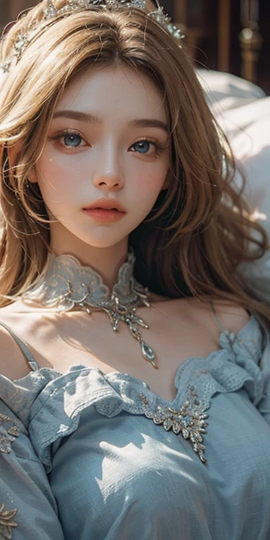 1womanl, up of face, mideum breasts, light brown hair, Blunt bangs, hair behind ear, hair over shoulder, Long hair, slender body shape, Ultra Fine Face, Thin face, Delicate lips, Beautiful eyes, thin blush, eyes are light brown, perfect glossy skin, flawless skin, Glistening sweat,View here, Ultra-thin hands, Ultra-fine fingers, best ratio four finger and one thumb, (realisitic:1.3), Finger Extensions, See-through white blouse. White beret,, Broad-leaved forest, One-person viewpoint, Fuji Film, F/1.2, 8K, masutepiece, nffsw, Super Detail, High quality, Best Quality, hight resolution,