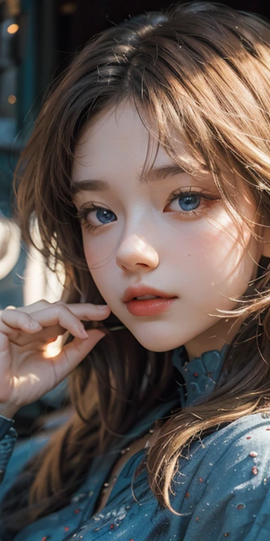 (masterpiece: 1.2, Portraiture, Highest quality), Realistic, (Live Action, Intricate details, Written boundary depth), Highest quality, masterpiece, Attention to detail, semi-Realistic, Girl sleeping in bed, shy, 21 years old, Short Blonde, Hair in the left eye, blue eyes, Royal dress, Slim figure、Canopy bed、 sleeping beauty
