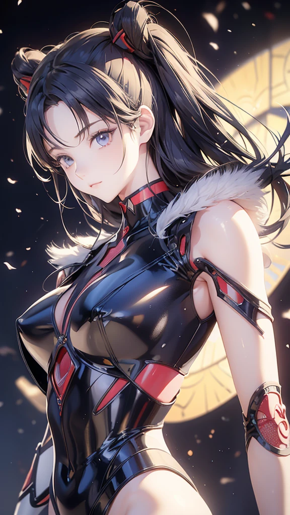 masterpiece, Highest quality, Very detailed, figure, One girl, Very detailed Evangelion costume, (Big Robot Background), Detailed skin texture, Beautifully detailed face, Intricate details, Super detailed
