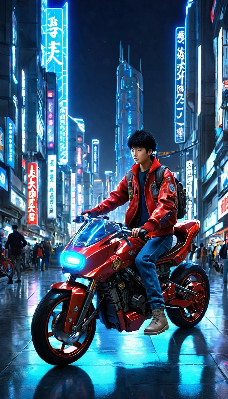 8K Kaneda's Bike Near future Final Fantasy
Boy on a bike Long Bike mechanical Blue LED is cool Future city landscape high resolution