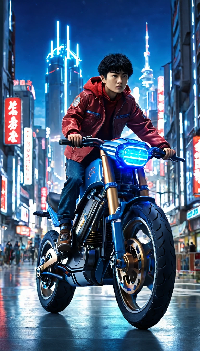 8K Kaneda's Bike Near future Final Fantasy
Boy on a bike Long Bike mechanical Blue LED is cool Future city landscape high resolution