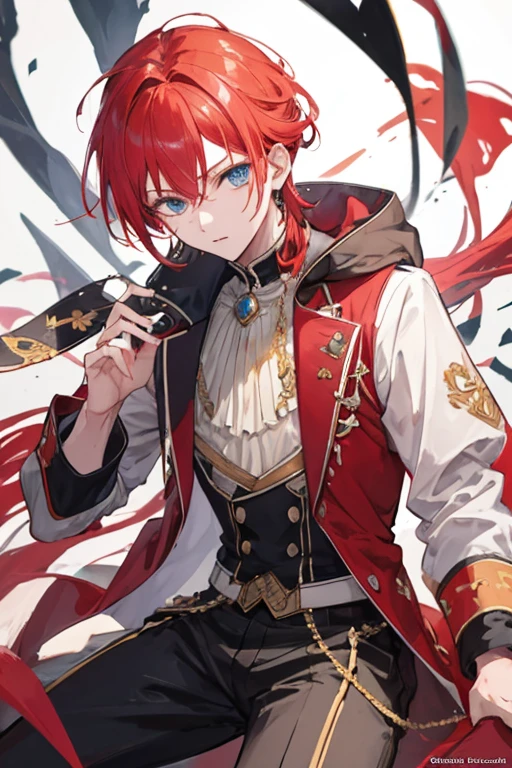 ((Highest quality)), ((masterpiece)), (detailed), male,anime,neutral,Redhead,Center parted hairstyle