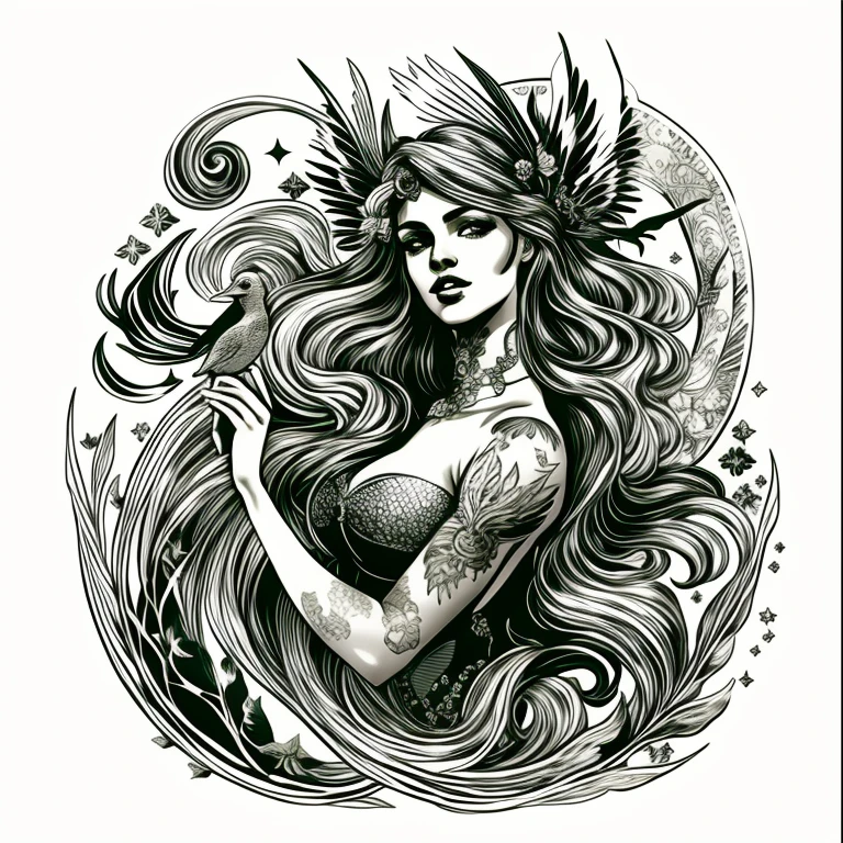 An emblem for the word feature.modancer whiteout girl, vector, simple
-no photorealistic details,just word
