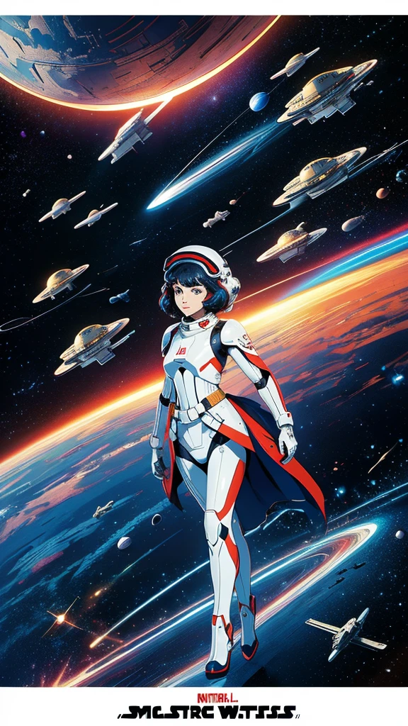 ((masterpiece, Highest quality)), 32K Wallpapers, Very detailed, Poster, Vintage science fiction, 1960s,(((space thriller cinematic movie Poster))), (Bauhaus), shape,Abstract, Midcentury Modern, movie Poster, Vintage, Perfect Lady,anime,1970s,Halftone,Speech bubble,Milky Way,(Superhero),((portfolio,close)),future,mechanical,Space War,Star Wars,Evangelion