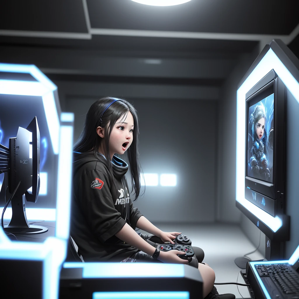 Play video games in a black room、People who are impressed