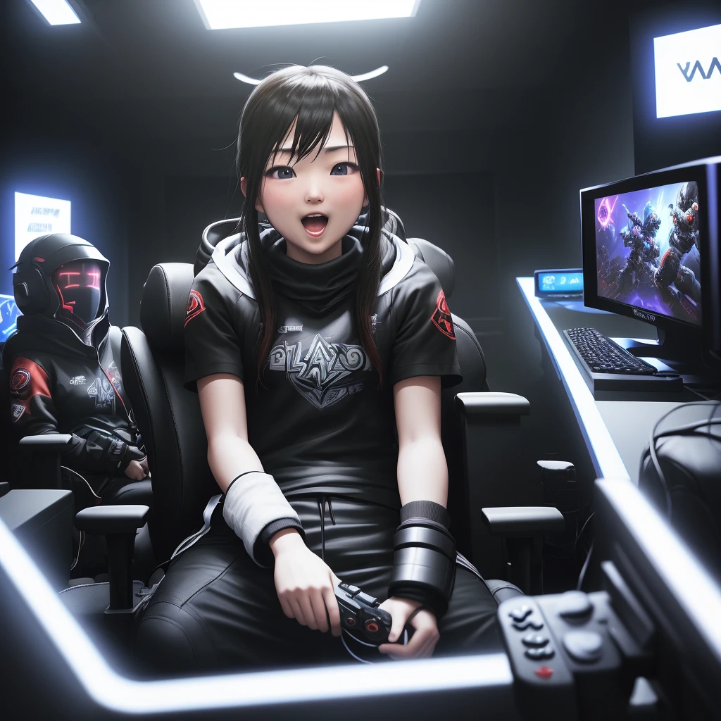 Play video games in a black room、People who are impressed