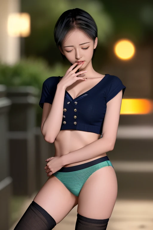 (((A short top that shows off your sexy bust:1.65)))、(((Sexy knee-highs:1.35)))、(((Short size sexy panties:1.35)))、(8k, Highest quality, masterpiece:1.2), (Realistic, photo-Realistic:1.37), Very detailed,Highest quality, Ultra-high resolution, Professional Lighting, Photon Mapping, Radio City, Physically Based Rendering, Cinema Lighting,  Midnight Road,Written boundary depth, Sharp focus,Sunbeam, Good composition,(Bokeh:1.2) 1 girl,alone,(whole body), (Mouth closed),Beautiful and beautiful eyes, Temporarily stop, Tight waist,Japanese schoolgirl, Black Hair,Messy Hair,Long hair blowing in the wind,(Urzan-6500:1.2)
 Mix 4, Hello