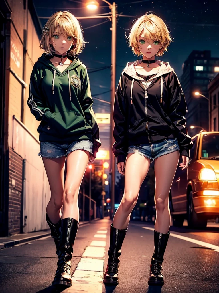 (1girl), Hoodie, short skirt, blonde, ((rain)), in town,
High qualty, ((sexy,stoking)),