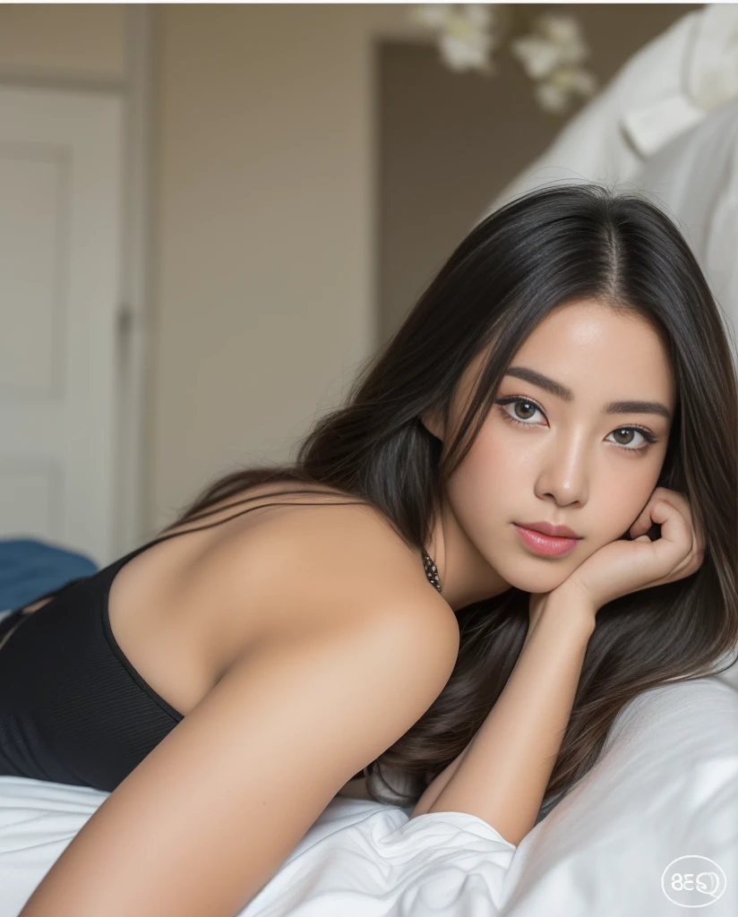 (dessus de la table:1.3)、(8k、photographiqueréaliste、Photographie RAW、qualité supérieure: 1.4)、super définitionotomiquement correct、peau texturée、((((1 fille dans、seulement))))、((Prise de vue pour une seule personne))、Belle expression、(visage réaliste)、(((modèle coréen(Un brun、Division Centre、Long:1.3))))、Modèles chinois(Un brun、Division Centre、Long:1.3)、Plus coréen que chinois、Yeux réalistes、une vraie peau d'apparence、beaux détails、De belles peaux、sourire timide、超Une haute résolution、(hyper réaliste)、Anatomiquement correct、peau texturée、mâchoire pointue、Des proportions parfaites 、((Buste rebondi))、collier, selfie, allongé sur le lit, Tirer de côté, regarde le spectateur,((nu))