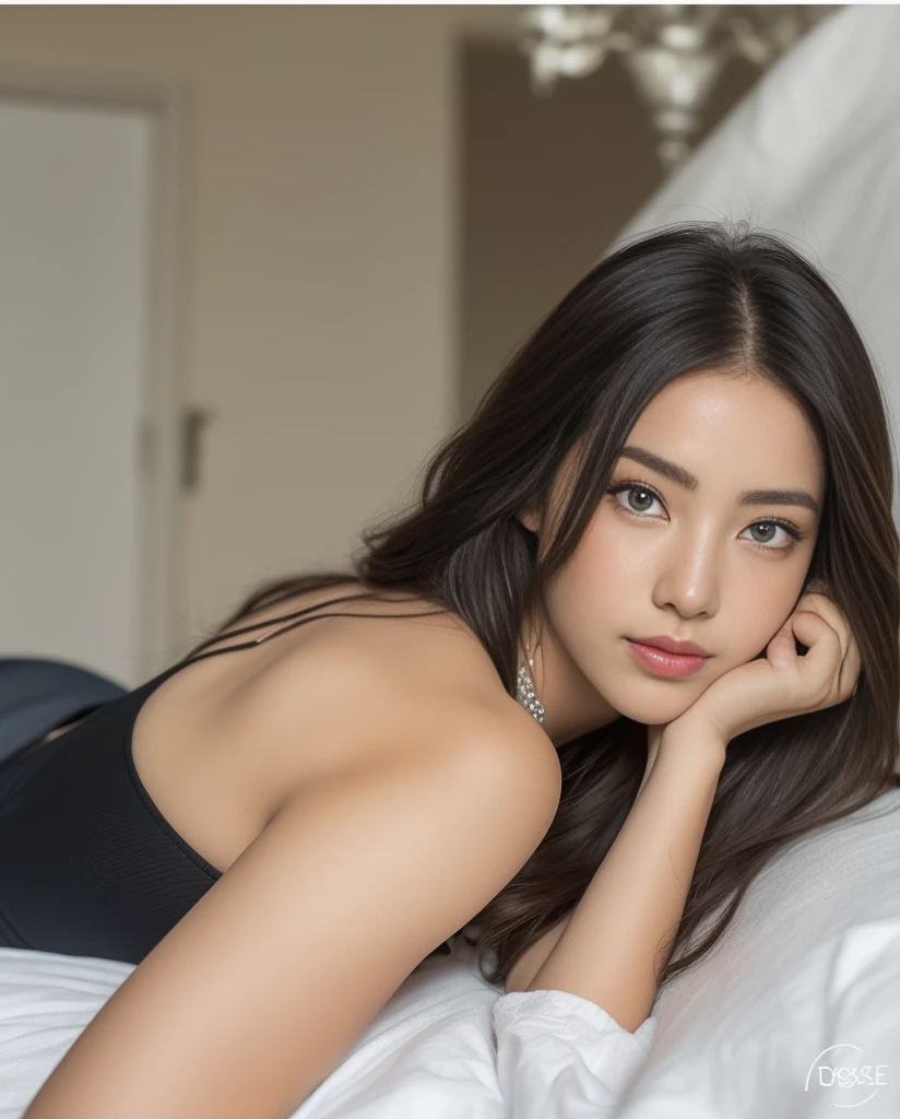 (dessus de la table:1.3)、(8k、photographiqueréaliste、Photographie RAW、qualité supérieure: 1.4)、super définitionotomiquement correct、peau texturée、((((1 fille dans、seulement))))、((Prise de vue pour une seule personne))、Belle expression、(visage réaliste)、(((modèle coréen(Un brun、Division Centre、Long:1.3))))、Modèles chinois(Un brun、Division Centre、Long:1.3)、Plus coréen que chinois、Yeux réalistes、une vraie peau d'apparence、beaux détails、De belles peaux、sourire timide、超Une haute résolution、(hyper réaliste)、Anatomiquement correct、peau texturée、mâchoire pointue、Des proportions parfaites 、((Buste rebondi))、collier, selfie, allongé sur le lit, Tirer de côté, regarde le spectateur,((nu))