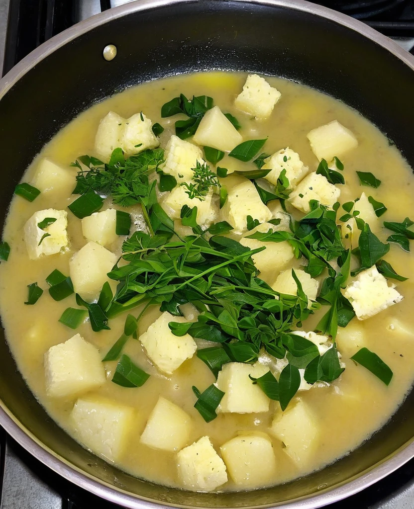 Cauliflower soup with blue cheese. INGREDIENTS 1 cauliflower 3 spoons (sop) crumbled French bleu d&#39;auvergne cheese 1 leek 2 potatoes 1 onion 3 cloves of garlic 750 ml homemade vegetable broth (3 cups [tea])
500 ml of milk (2 cups [tea])
2 spoons (sop) butter 2 bay leaves salt freshly ground black pepper to taste freshly grated nutmeg to taste French bleu d&#39;auvergne cheese to taste to serve almond crumble to taste to serve dill leaves (dill) to taste to serve olive oil to taste to serve CONTINUES AFTER SPONSORSHIP METHOD Discard the leaves and cut the cauliflower into medium florets; also cut the stem into medium pieces. Transfer to a large bowl, cover with water and wash well. Remove the cauliflower from the water instead of draining it - this way the dirt remains at the bottom of the bowl. Leave the cauliflower in the colander while you prepare the rest of the ingredients..
Cut the leek stalk into thin slices, transfer para uma peneira e lave bem sob água corrente. Wash and reserve the leaves.
Lave, Peel and cut the potatoes into pieces of about 1,5 cm — assim elas ficam bem macias para engrossar a sop. Peel and finely chop the onion and garlic cloves.
Place a large pan with butter over medium heat.. When it melts, add the onion and leek, tempere com uma pitada of salt e refogue por cerca de 4 minutos, until they are very soft. Add the garlic, bay leaves and leek leaves and stir for 1 minute to perfume.
Add the potatoes, the cauliflower and mix well. Drizzle with broth and milk, season with 1 spoon (tea) of salt, black pepper and nutmeg to taste and increase the heat.
As soon as small bubbles start to appear on the side, lower the heat, Put on the cap, keeping the pan ajar, and let it cook for about 20 minutes, or until the cauliflower is very tender.
Turn off the heat and, with tweezers, Fish out and discard the bay leaves and leeks.
Bata a sop em etapas: transfer 