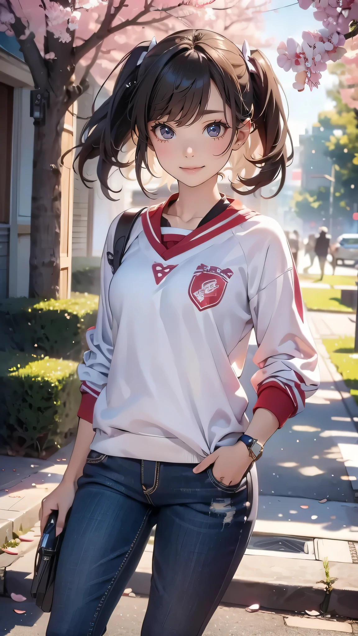 (girl riding a motorcycle:1.2),A park where cherry blossoms dance,high school girl,(random cute pose),(random hairstyle),(Highest image quality,(8K), Ultra-realistic, Best Quality, High quality, High Definition, high quality texture, high detailing, Beautiful detailed, fine detailed, extremely details CG, Detailed texture, realistic representation of face, masterpiece, presence)