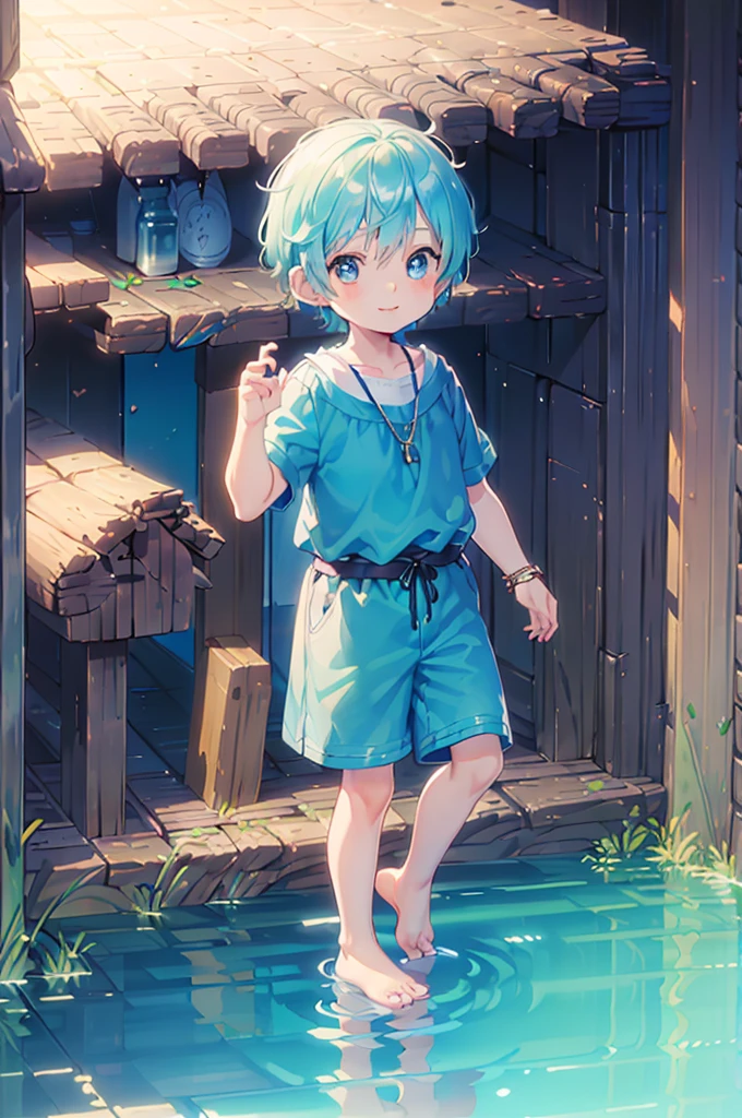 4K, (Masterpiece:1), Blue hair and shiny little boy, Glowing cyan eyes and bare feet, Arms up, Epic, Cinematic, Young, Boy, , small, toddlers, tiny feet, focus on feet, Feet, Blushing, (Young:1.4), (child:1.4), (Shota:1.4), (Male:1.4), (Boy:1.4), (royal garb:1.4), (Epic:1.4), (posing on a:1.4), (Cinematic:1.4), (King:1.4), (royalti:1.4), (Happy expression:1.4), (Foot:1.5)