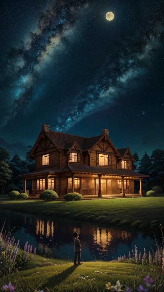 a country house, in the blue night, moon, grassland makoto shinkai cyril rolando, Fondo de pantalla de arte anime 4k, Fondo de pantalla de arte anime 4K, fondo animado, fondo de pantalla de arte anime 8 K, fondo animado art, Fondo De Pantalla De Paisaje De Anime, amazing wallpaper, hd wallpaper, fondo de pantalla animado 4k, fondo de pantalla animado 4k, arte de Aries Moros Arte digital 4k muy detallado style , Kilian Eng y Thomas Kinkade, Rob Gonsalves y Tim White., Silvain Sarrailh, rads and thomas kinkade, Inspirado en RHADS, cyril rolando and m.w kalut, cyril rolando and m. w kalut, rads!!! clear sky Fascinating lighting , emerging fireflies, insectos zumbando,.
