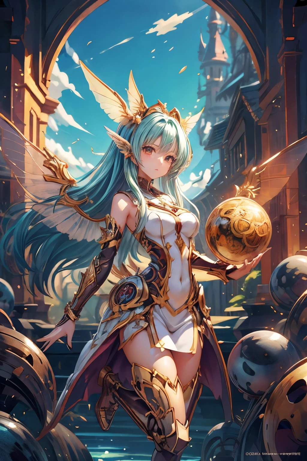 Painting of a woman with a large head and wings, Digital art on Pixiv, Cute anime character design, Anime fantasy illustration, artstation pixivでトレンド, High quality anime art style, 8K high quality, detailed art, Anime illustration, Full Body Commission, Star Fairy, Beautiful anime art style, Beautiful anime art, digital Anime illustration, Beautiful anime artwork