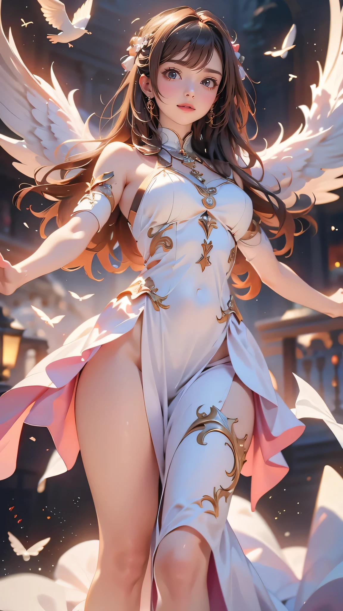 a girl with wings and a purple outfit posing for a picture, extremely detailed artgerm, anime goddess, zerochan art, seductive anime girl, cushart krenz key art feminine, splash art anime loli, detailed digital anime art, beautiful succubus, angel knight girl, 8k high quality detailed art, mechanized valkyrie girl, (hyper realistic:1.4), (realistic:1.3), (best quality real texture skin), Detailed eyes, detailed face, PERSEPHONE, (SFW:1.5) Hyperrealistic, LESS saggy breasts, (SMALL BREASTS:1.5), (HUGE LEGS:1.5), (LESS THIGHS:1.5), pernas perfeitas, pernas perfeitas, pernas lisas, pernas lisas e perfeitas, pernas torneadas, coxas torneadas, pernas lisas, coxas lisas. (pose erótica:1.5), (sobrancelhas espessas:1.2), (Grandes olhos roxos:1.2), (olhos ultra detalhados:1.4), (Olhos de alta resolução:1.1), (textura de pele ultra detalhada:1.4), (Belo corpo tonificado:1.1), arco de cabelo, (Pele úmida:1.1), (rosto sensual:1.5), (tan, muscular, loli, , , , toddls, sd character:1.5), (hyper realistic:1.4), (realistic:1.3), (best quality real texture skin), Detailed eyes, detailed face, PERSEPHONE, (SFW:1.5)