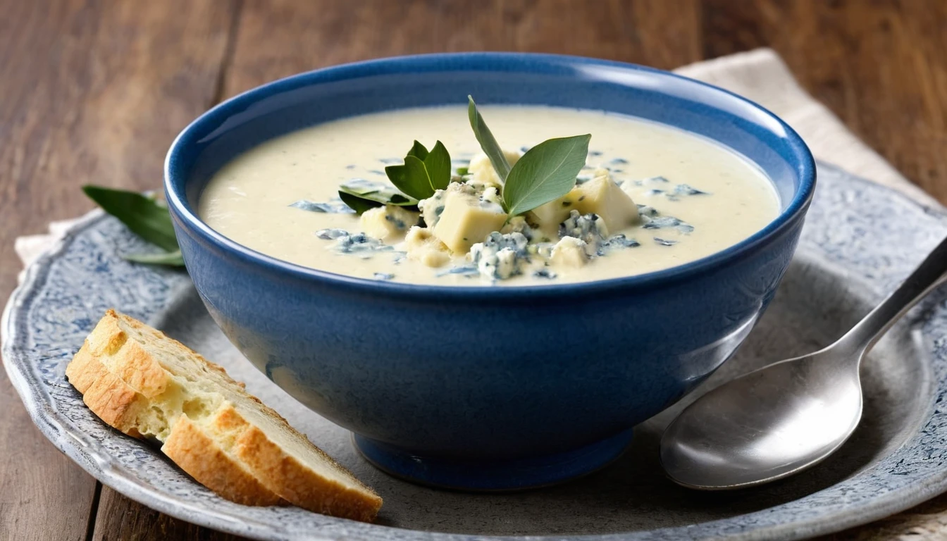 CAULIFLOWER SOUP WITH BLUE CHEESE This recipe arrived from Europe to bring a classic combination of flavors: Leek, cauliflower and blue cheese, or intense blue d&#39;auvergne. Pra sop ficar cremosa na medida certa, the trick is to cook the potatoes together with the other ingredients. Serve accompanied by almond flour, more pieces of cheese, olive oil and dill leaves. very chic!
INGREDIENTS 1 cauliflower 3 spoons (sop) de queijo francês bleu d'auvergne esfarelado
1 Leek
2 batatas
1 cebola
3 dentes de alho
750 ml de caldo de legumes caseiro (3 cups [tea])
500 ml of milk (2 cups [tea])
2 spoons (sop) butter 2 bay leaves salt freshly ground black pepper to taste freshly grated nutmeg to taste French bleu d&#39;auvergne cheese to taste to serve almond crumble to taste to serve dill leaves (dill) to taste to serve olive oil to taste to serve. Fumaça de calor saindo da sop.