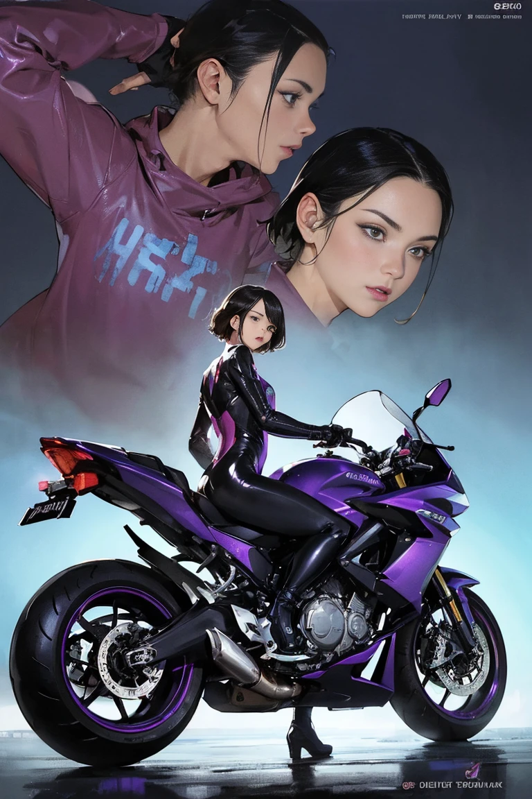 (masterpiece, best quality:1.2), (motorbike, radial tire, wheelie:1.4), girl on a super cool bike, (from below:1.4),
utinoko, (:1.0), flat chest, twintails, &lt;lora:utinoko0402-000006:0.8:char&gt;, (smug:1.1),
(a 20 yo woman,Art Works), (A hyper-realistic), (high-level image quality), ((beautiful hairstyle 46)), ((short-hair:1.46)), (Gentle smile), (breasted:1.1), (lipsticks), (florals), (Luxurious room), (Depth of field is deep), (a Dog:1.46)　(​masterpiece, top-quality, Official art:1.2)Look at viewericro bikini, tiger and girl, Tiger painting}A flash of light runs, Colorful water levitation(2D:1.5),Allalyn in shiny purple suit standing on the floor, latex shiny, wearing atsuko kudo latex outfit, wearing tight suit, smooth purple skin, Purple body, shiny metallic glossy skin, shiny plastic, futuristic glossy latex suit, shiny plastic armor, shiny glossy skin, tight full body suit, Wearing latex, shiny and metallic, Glowing purple, Glossy,Cloak, Skeleton exoskeletondrawing of a man riding a motorcycle on a city street, inspired by Otomo Katsuhiro, in style of katsuhiro otomo, by Otomo Katsuhiro, katsuhiro otomo style, yoji shinkawa and geof darrow, akira's motorcycle, by Hirohiko Araki, tsutomu nihei style, otomo, akira style illustration