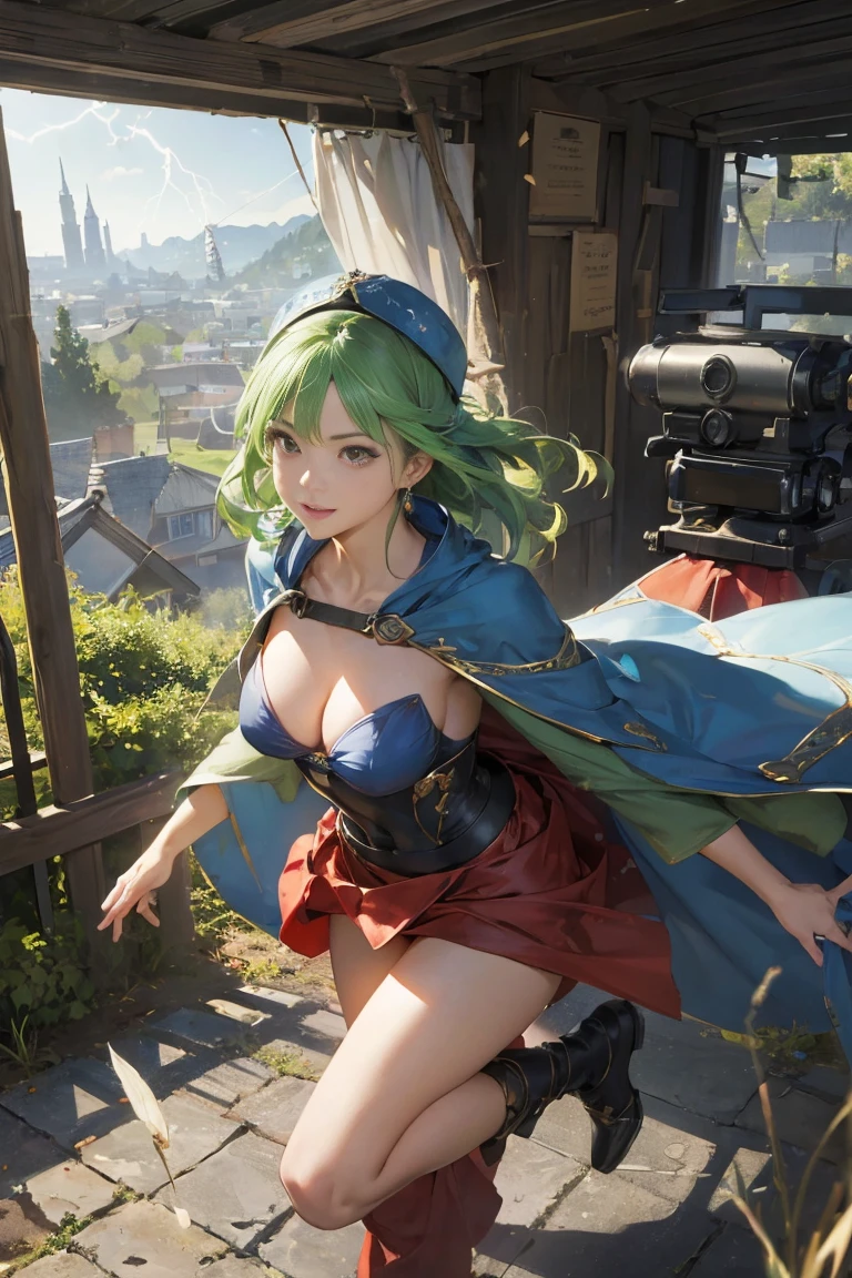 (masterpiece, best quality:1.2), (8k uhd, 16k, 32k, ultra high res), (photorealistic:1.37), (RAW photo), ultimate-realistic, ultimate-realistic details, ultimate-realistic texture, ultimate-intricate details, ultimate-realistic lighting, ultimate-realistic shadow, japanese girl, ultimate-cute face, ultimate-RAW skin, ultimate-realistic eyes, Japanese woman in insect powered suit, cannon mounted on shoulder, very cute face, mechanical, extremely intricate details, full body shot, ultimate photorealistic, big city locked down (((SFW、sound、Highest quality、first-class、masterpiece、Normal body、8K、Detailed face、Ultra-precision、Normal hand、Normal finger、5Finger、Highest)))、beautiful girl、Green Hair、Small breasts、Shortcuts、Blue leotard、Shoulder Off、Black paleo skirt、Red cloak、Circlet、sword of the sky、DRAGON QUEST、Female Hero、In combat、Combat Ready、Lightning Slash、incantation、Gigadein Cinema Lighting,Precision human body,RAW photos,4K - Ultra-realistic,best quality, masterpiece, Ultra-high resolution, (Reality: 1.4),((linoleum,Radiant Skin、Reality的 skin texture、Beautiful skin in every detail、Glowing skin、Glowing skin))、beautiful eyes, Perfect face and eyes、Super Resolution,(Reality的:1.3),(1 Slim girl), Fashion Girl, (Smile),Baseball cap, earrings,(Loose cargo pants)