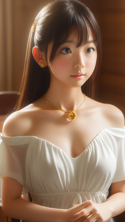 Simple white background,Sparkling,
barefoot,White Dress,Cleavage,clavicle, belly button,Exposing shoulders, Gold leaf on head,
bracelet, Earrings, gem,Pearl, Gold Necklace, explosion,
1 girll, 20 years,young woman,beautiful指,beautiful長い脚,beautiful体,
beautiful鼻,beautifulキャラクターデザイン, 完璧なeye, perfect face,表情豊かなeye,Perfect balance,
Look at the scene,(Focus on her face...),Mouth closed, (Innocent_big_eye:1.0),(Light_笑face:0.3),
Formal art,高精細CGモジュール8kバック, perfect Lighting,color付きの, bright_front_face_Lighting,White skin,
(masterpiece:1.0),(Highest_quality:1.0), 非常にHigh resolution,4K,Very detailed,
photograph, 8k, High resolution, High resolution, Confused:1.2, Kodak Portrait 400, Film Grain, Blurred Background, Bokeh:1.2, Lens flare, (Vibrant_color:1.2),プロのphotograph,
(Large Breasts:1.4), (beautiful_face:1.5),(narrow_Waist), 彼女はLarge Breastsをつけた, Closed mouth 笑face, , Shiny Hair, 赤いeye, Blonde, bangs, alone, Antenna Hair, lipstick, 1 girl, short hair,Duck mouth