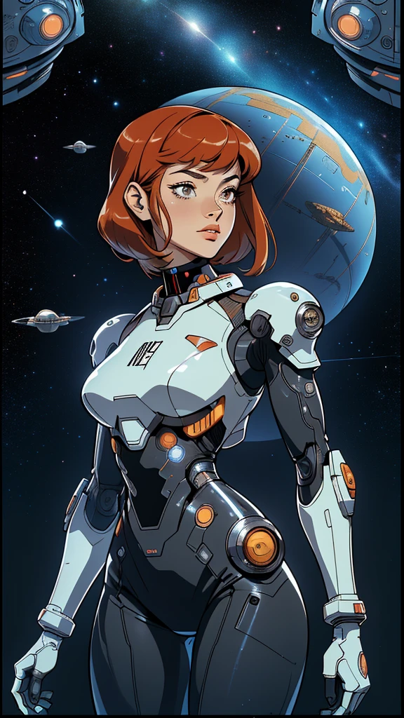((masterpiece, Highest quality)), 32K Wallpapers, Very detailed, Poster, Vintage science fiction, 1960s,(((space thriller cinematic movie Poster))), (Bauhaus), shape,Abstract, Midcentury Modern, movie Poster, Vintage, A woman fused with a robot,anime,1970s,Halftone,Speech bubble,Milky Way,(Superhero),((portfolio,close)),Cyborg of the Future,Combination of machine and woman,Space War,Star Wars,Evangelion,Gantz,Cyborg Lady