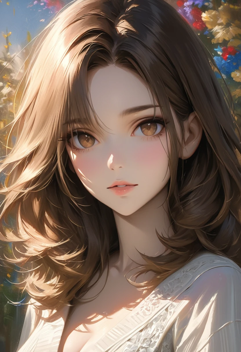 brown hair,masterpiece, best quality, an extremely delicate and beautiful girl,an extremely delicate and beautiful, world masterpiece theater, ultra-detailed, highly detailed, best quality, , highres, extremely detailed,1girl, best quality, illustration, looking at viewer, impasto, canvas, oil painting, realistic, realist ,real,
