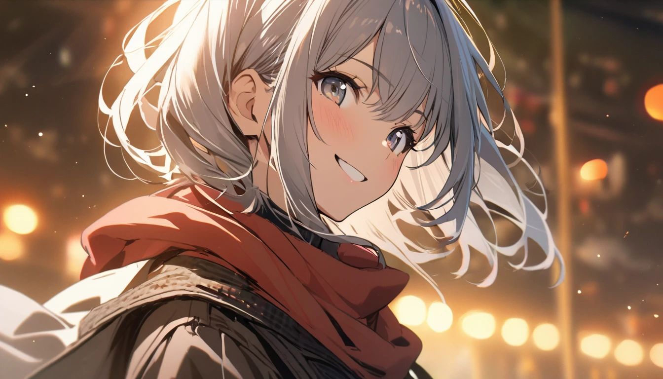 1 girl, smile