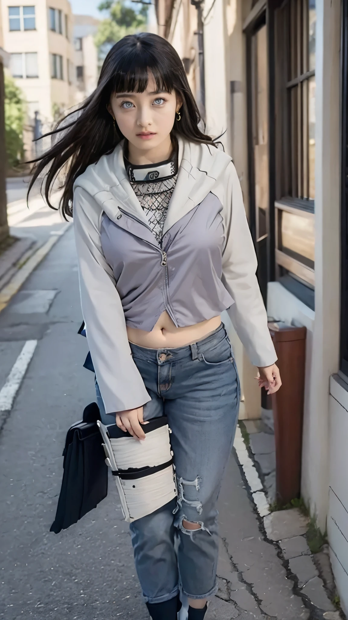 Moisturized skin, (bright eyes), perfect body,
BREAK,
(beautiful navel), (kunoichi),
BREAK,
(super long hair), (large golden curvy earrings: 1.2), (long silky light grey hair),
BREAK,
(((masterpiece + highest quality + high resolution + highly detailed))), (full body: 1.2), symmetrical, one shot,
BREAK,
(city street),
BREAK,
(ONE PIECE), (Hashimoto Kanna: 1.4), (Hinata Hinata: 1.3), noble and unconcealable elegance,