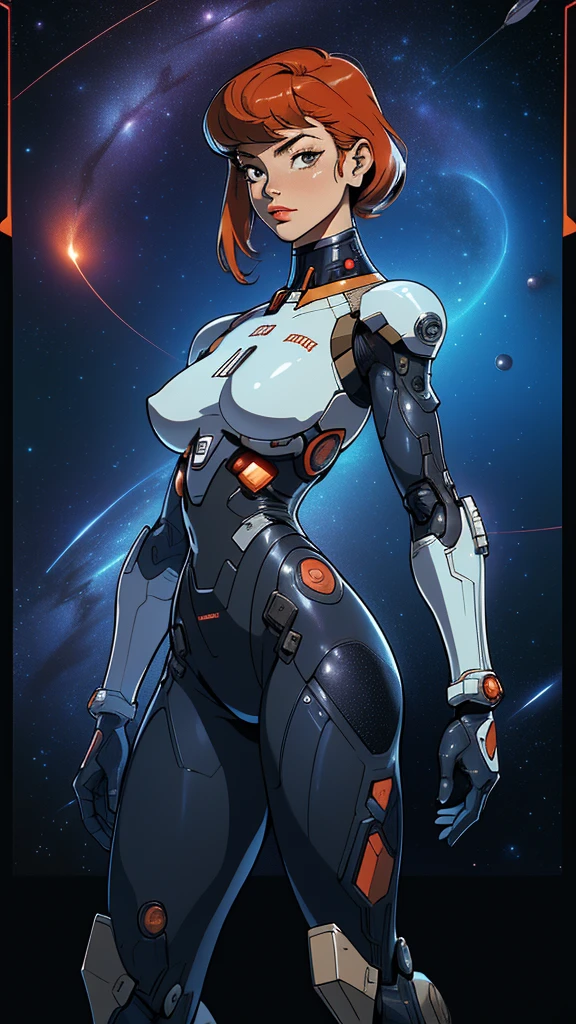 ((masterpiece, Highest quality)), 32K Wallpapers, Very detailed, posters, Vintage science fiction, 1960s,(((space thriller cinematic movie posters))), (Bauhaus), shape,Abstract, Midcentury Modern, movie posters, Vintage, A woman fused with a robot,アニメ,1970s,Halftone,Speech bubble,Milky Way,(superhero),((portfolio,close)),Cyborg of the Future,Combination of machine and woman,Space War,Star Wars,evangelion,Gantz,Cyborg Lady,Big Breasts,Erect nipples,